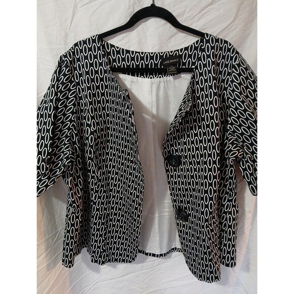 Lane Bryant Black And White Circle Print Blazer/ Jacket  Front Buttons  WM-24 - Picture 14 of 16